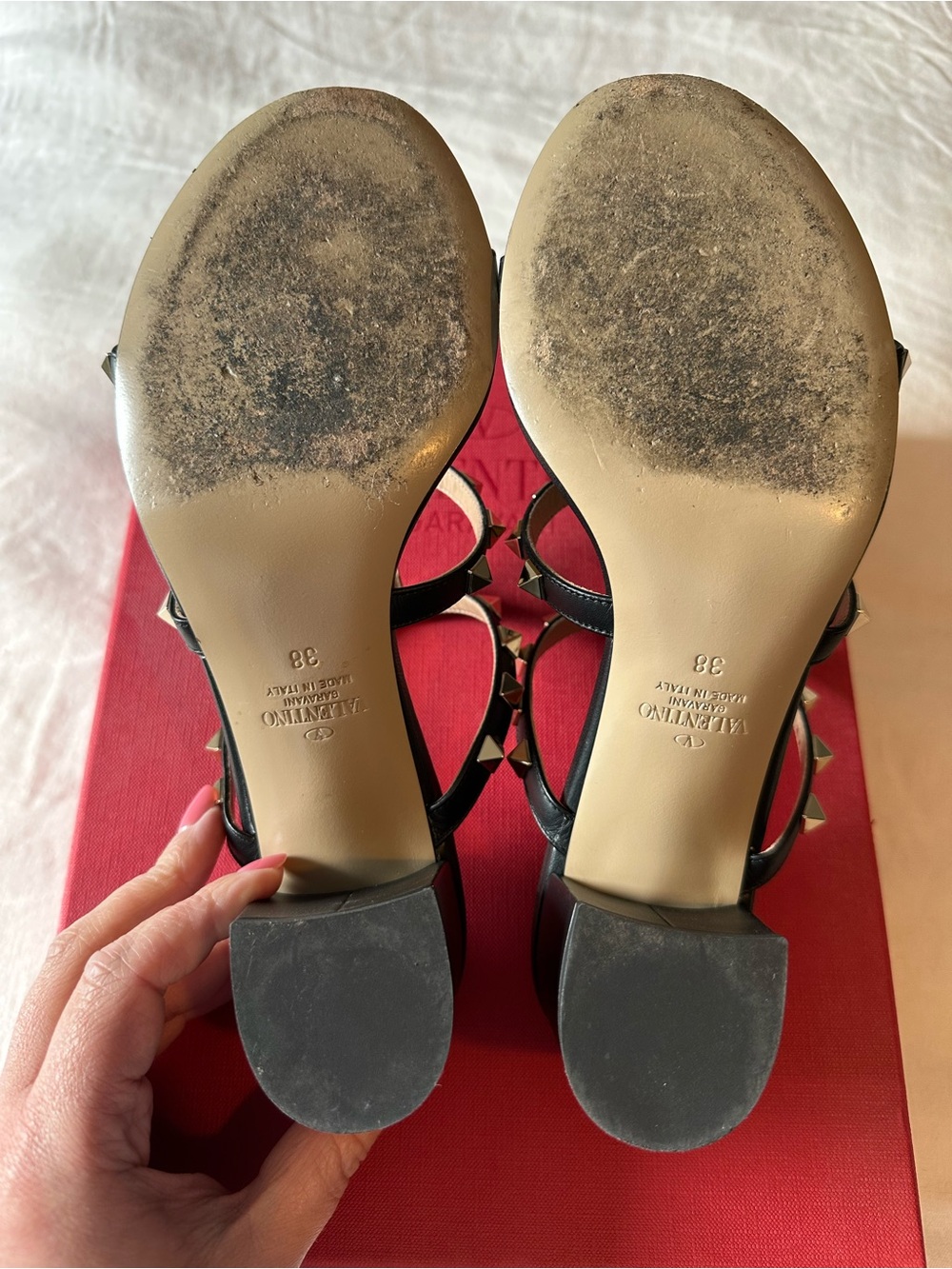 Authentic Valentino Rockstud Leather Slide Sandals (60 mm) - Picture 7 of 9
